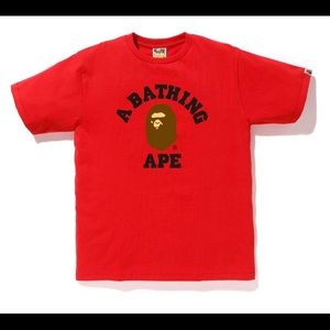 Bape College Tee (Red) Never worn